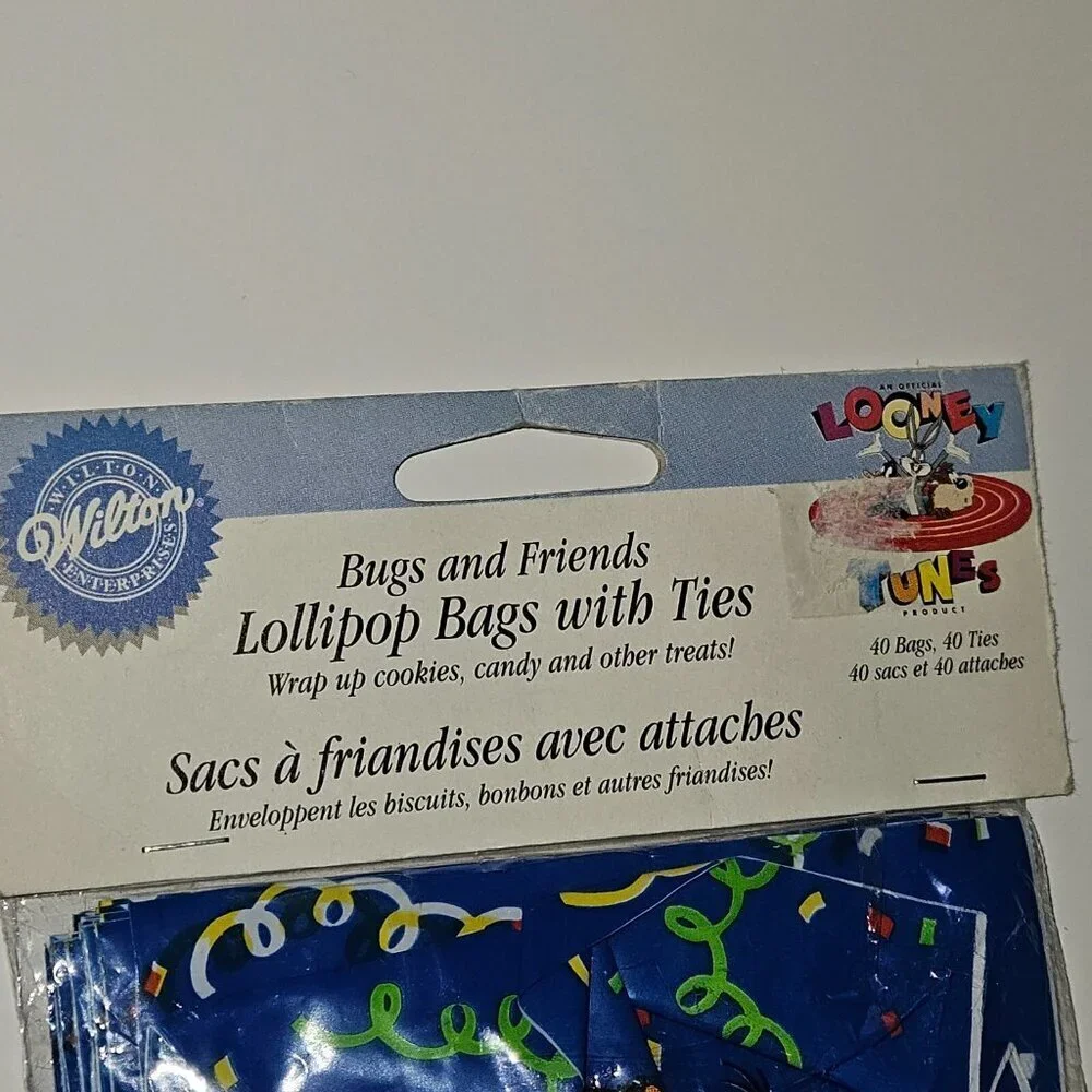 VTG NOS Looney Tunes Party Favor Treat Bags Ties (40 pk) Wilton Bugs Taz Daffy